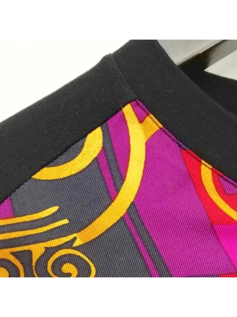 Celine Vintage All Over Pattern Silk Scarf Contrast Top Long Sleeve XL Purple - Picture 4 of 9